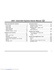 Chevrolet 2007 express van Owner's Manual