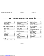 Chevrolet 2011 Corvette Coupe Owner's Manual