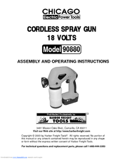 Chicago Electric CORDLESS SPRAY GUN 90880 Assembly And Operating Instructions Manual