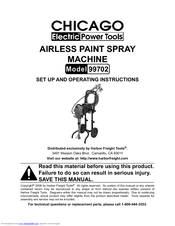 Chicago Electric 99702 Set Up And Operating Instructions Manual