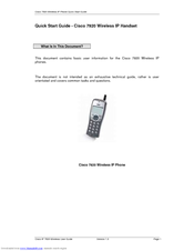 Cisco 7920 - Unified Wireless IP Phone VoIP Quick Start Manual
