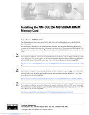Cisco Memory Card MEMCUE-256D= Installation Manual
