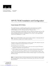Cisco Network Adapter VIP-FE-TX/4E Installation And Configuration Manual