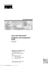 Cisco SCE 2000 4/8xFE Installation And Configuration Manual
