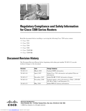 Cisco 7206-VXR NPE-400 Regulatory Compliance And Safety Information Manual
