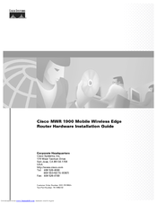 Cisco MWR 1900 Hardware Installation Manual