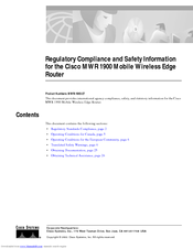 Cisco MWR 1900 Regulatory Compliance And Safety Information Manual