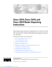 Cisco Router Cisco 12010 Unpacking Instructions Manual