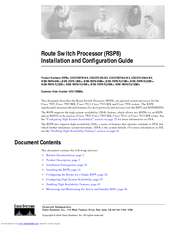 Cisco RSP8 Installation And Configuration Manual