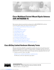 Cisco Multiband Swivel-Mount Dipole Antenna AIR-ANTM2050D-R Specifications