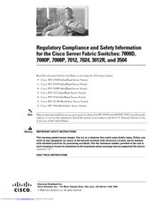 Cisco SFS 7000D Regulatory Compliance And Safety Information Manual
