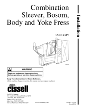 Cissell CSBBYMV Installation Manual