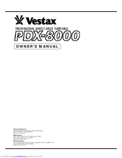 Vestax PDX-8000 Owner's Manual