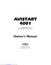 Avital Avistart 4001 Owner's Manual