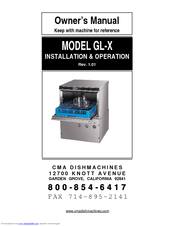 CMA Dishmachines CMA-GL-X Owner's Manual