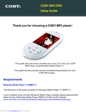 Coby MP-C7092 - 2 GB Digital Player Setup Manual