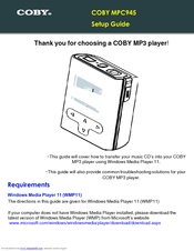 Coby MP-C945 Setup Manual