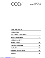 Coda V10 Operation Manual