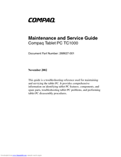 Compaq TC1000 - Tablet PC - Crusoe TM5800 1 GHz Maintenance And Service Manual