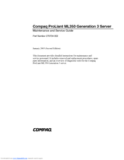 Compaq PROLIANT ML350 Maintenance And Service Manual