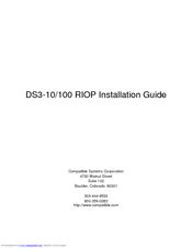 Compatible Systems DS3-10/100 Installation Manual