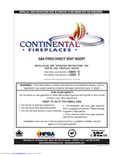 Continental Fireplaces CDIZC - N Installation And Operation Instructions Manual