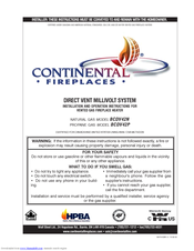 Continental Fireplaces BCDV42P Installation And Operation Instructions Manual