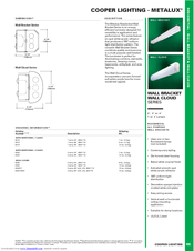Cooper Lighting Wall Bracket Specification Sheet