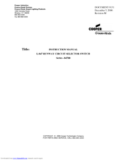 Cooper 84700 Series Instruction Manual