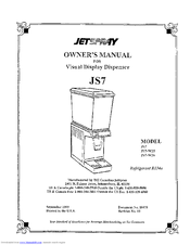 Cornelius Visual Display Dispenser JS7-W26 Owner's Manual