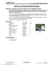 Cornelius Door Latch Installation Instructions Manual