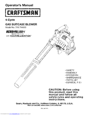 Craftsman 79483 - 4 - Cycle Gas Suitcase Blower Operator's Manual