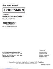 Craftsman 316.79499 Operator's Manual