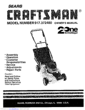 Craftsman 2 IN ONE MULCHER/BAGGER 917.37248 Owner's Manual