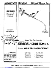 Craftsman BRUSHWACKER 358.798260-32cc Operator's Manual