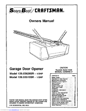 Craftsman 139.53515SR - I/2HP Owner's Manual