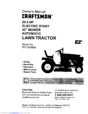 Craftsman LAWN TRACTOR 917.270962 Owner's Manual