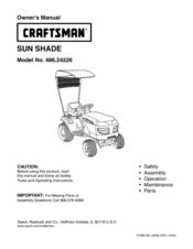 Craftsman Sun Shade 486.24226 Owner's Manual