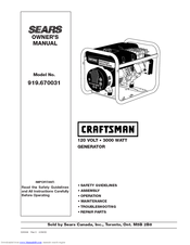 Craftsman 919.670031 Owner's Manual