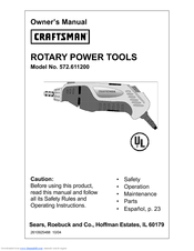 Craftsman 572.611200 Owner's Manual