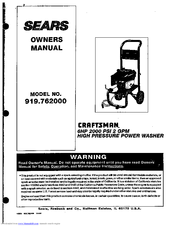 Craftsman 919.762000 Owner's Manual