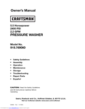 Craftsman D25852 Owner's Manual