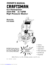 Craftsman MGP-762500A Owner's Manual
