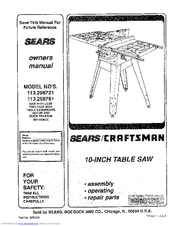 Sears Craftsman 113.298721 Owner's Manual
