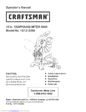 Craftsman 137.212290 Operator's Manual