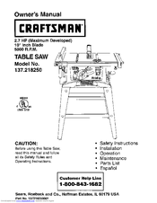 Craftsman 137.21825 Owner's Manual