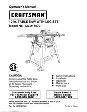 Craftsman 137.218070 Operator's Manual