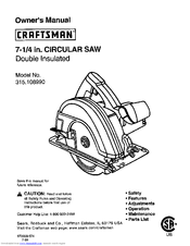 Craftsman 315.10899 Owner's Manual