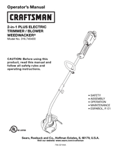 Craftsman WEEDWACKER 316.745400 Operator's Manual