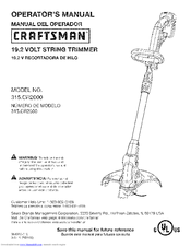 Craftsman 315.CR2000 Operator's Manual
